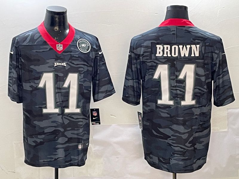 Men Philadelphia Eagles #11 Brown Camo 2025 Nike Vapor Limited NFL Jersey style 2123